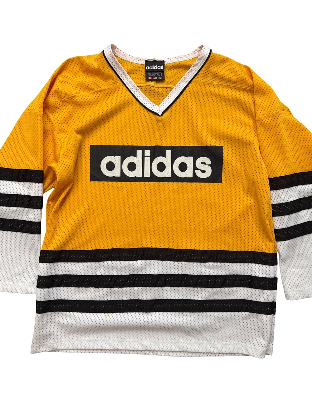 Vintage Adidas Black Label Size M Mesh Hockey Jersey Retro Streetwear Mens Rare